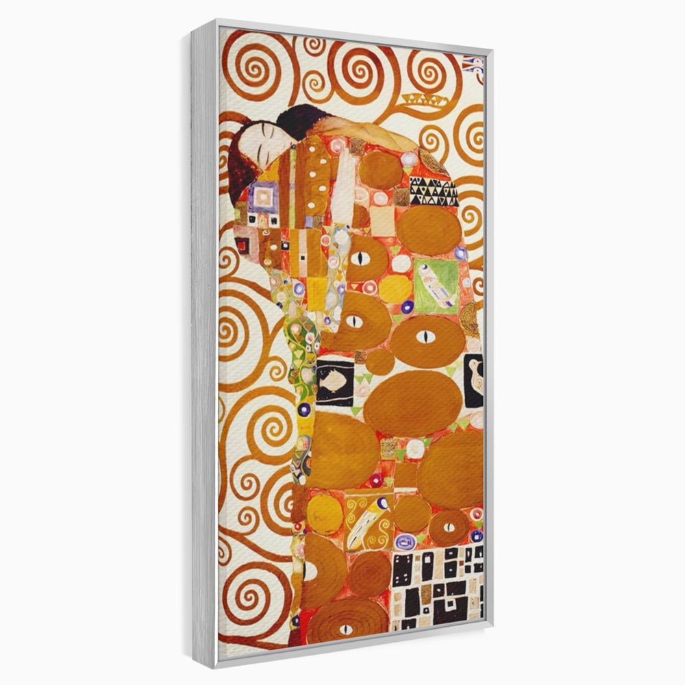 Tablou canvas cu tablou canvas cu pictura in stilul lui klimt, in rama de aluminiu argintiu